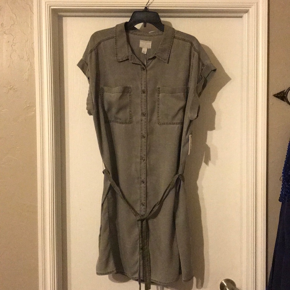 Caslon olive chambray dress